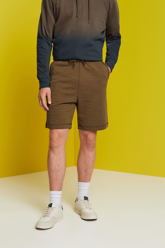 Shorts de felpa de algodón, KHAKI GREEN, detail image number 0