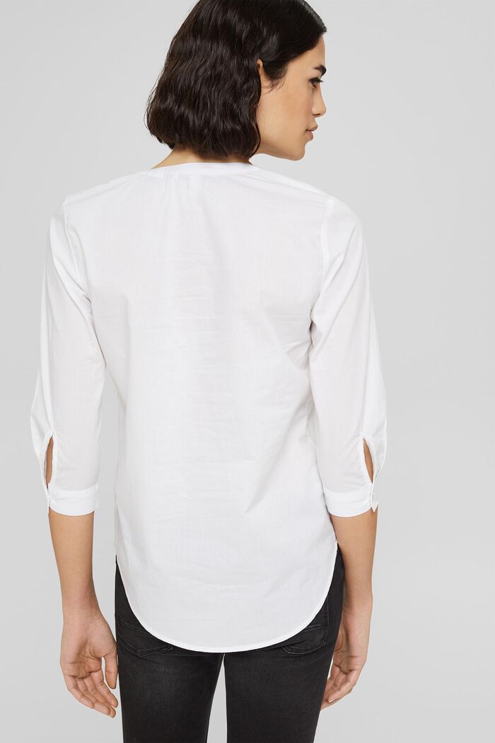 Blusa con escote chilaba, algodón ecológico, WHITE, detail image number 3