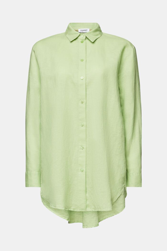 Camisa de lino y algodón, LIGHT GREEN, detail image number 5