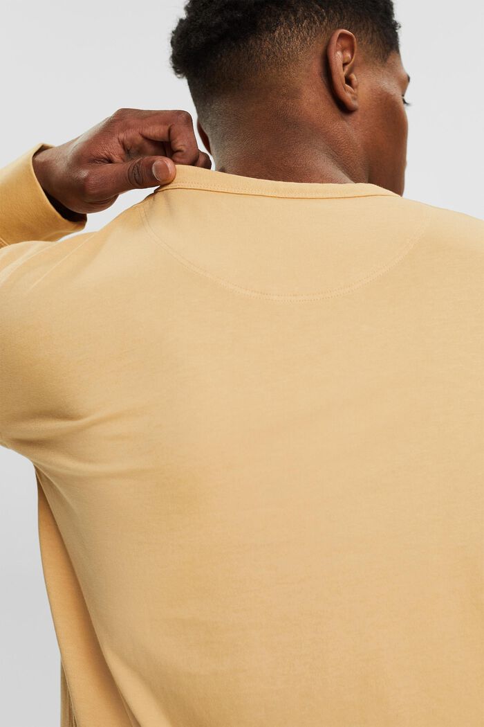 Camiseta de manga larga con botones, 100 % algodón, SAND, detail image number 5