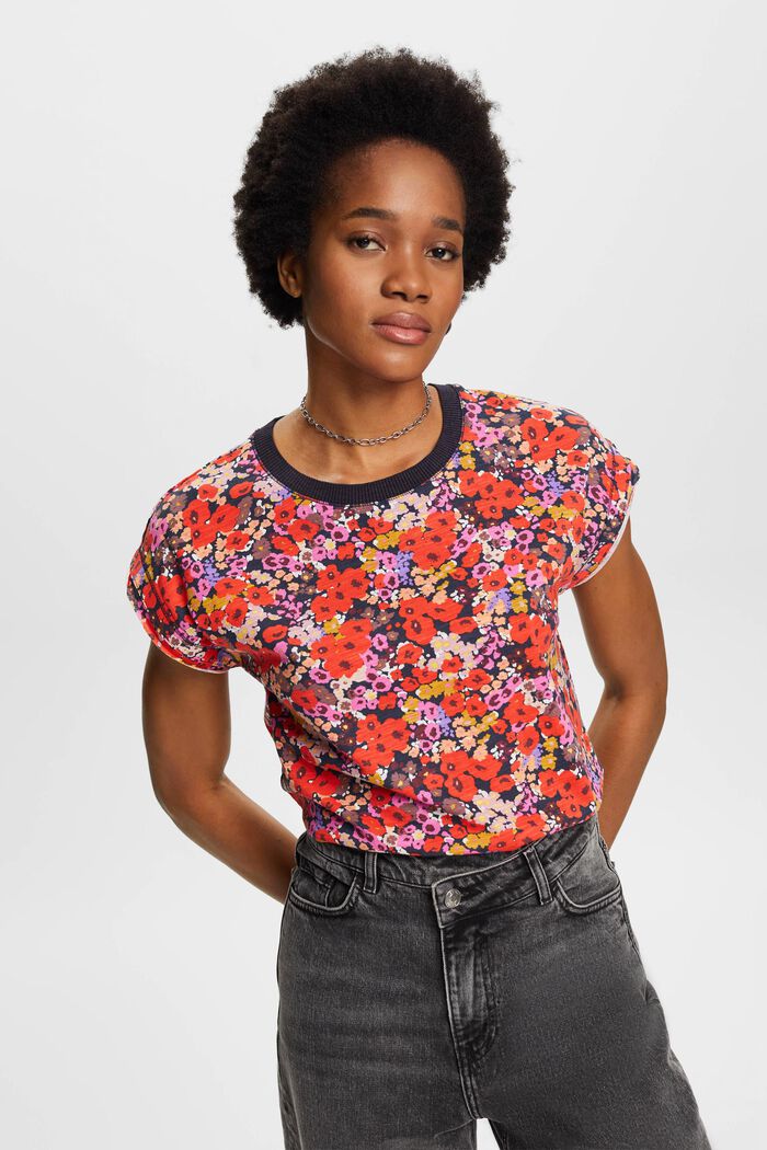 Camiseta sin mangas con estampado floral allover, NAVY COLORWAY, detail image number 0