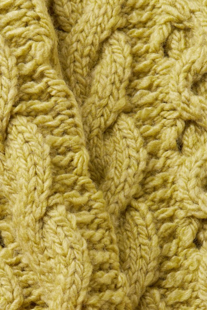Jersey de punto trenzado en mezcla de lana, PISTACHIO GREEN, detail image number 5