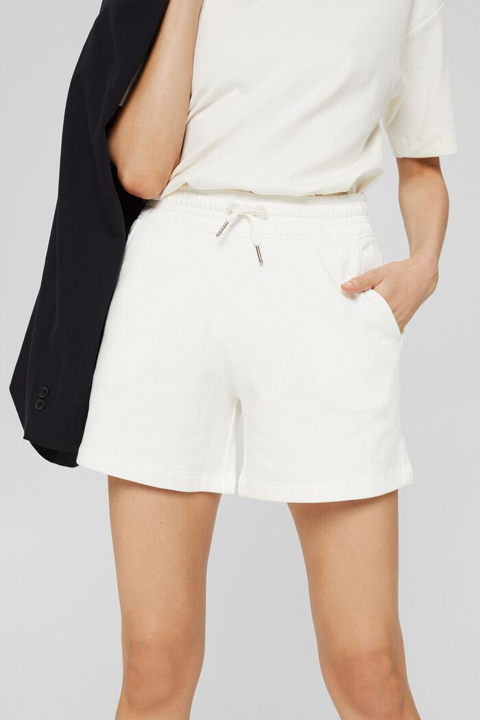 Pantalones cortos de felpa en algodón, OFF WHITE, detail image number 2