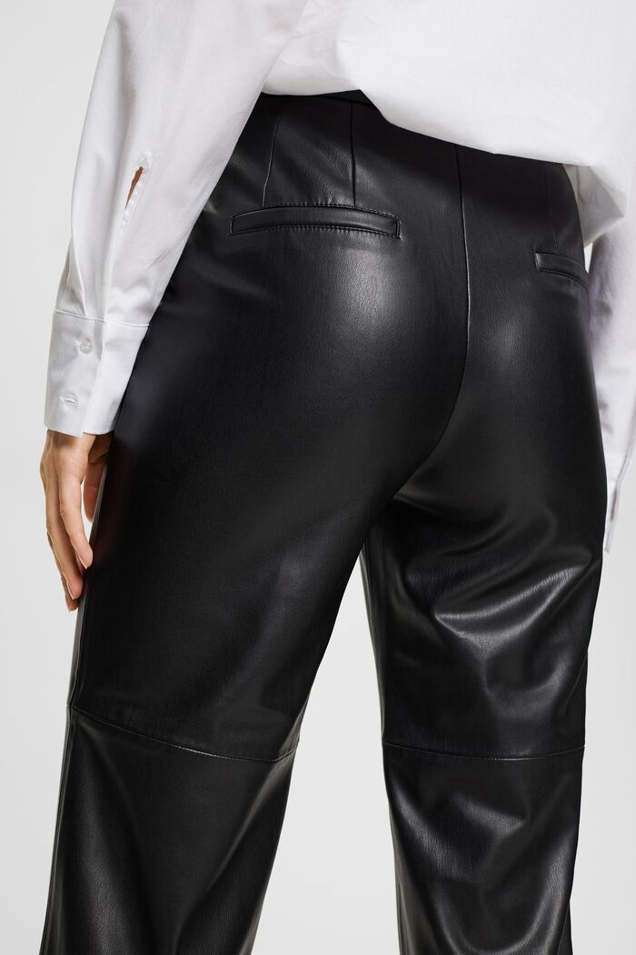 Pantalones tobilleros de polipiel, BLACK, detail image number 3