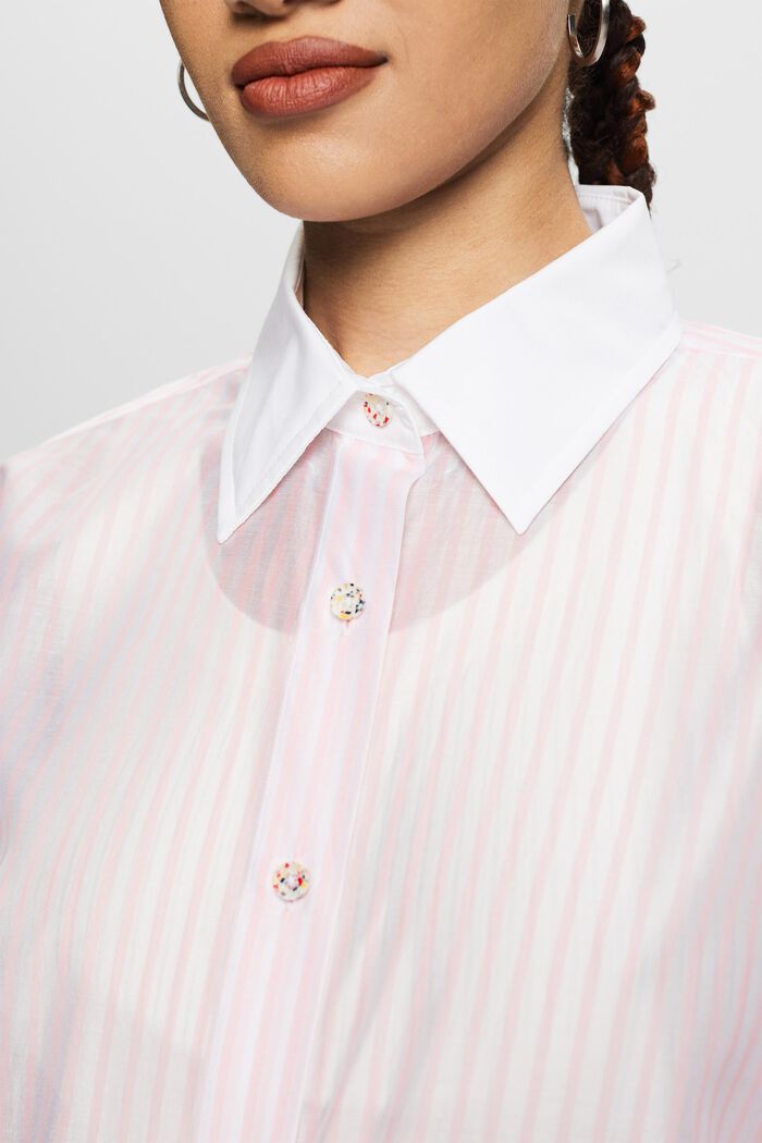 Camisa abotonada a rayas con diseño transparente, PASTEL PINK, detail image number 3