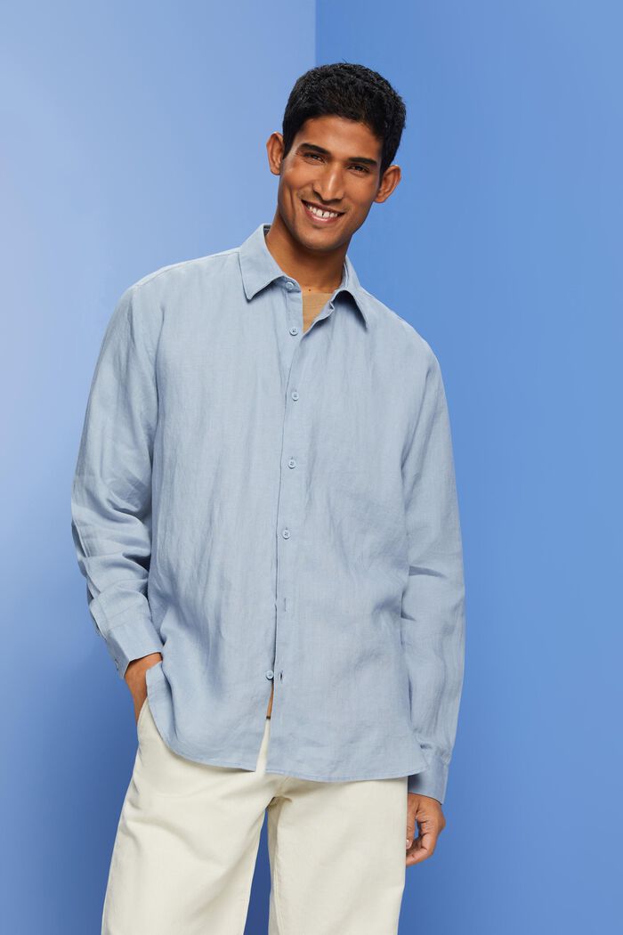 Camisa de lino, LIGHT BLUE LAVENDER, detail image number 0