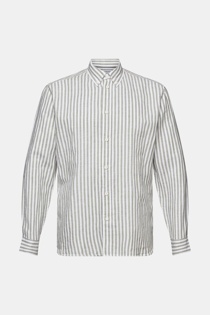 Camiseta de popelina de algodón a rayas, LIGHT KHAKI, detail image number 6