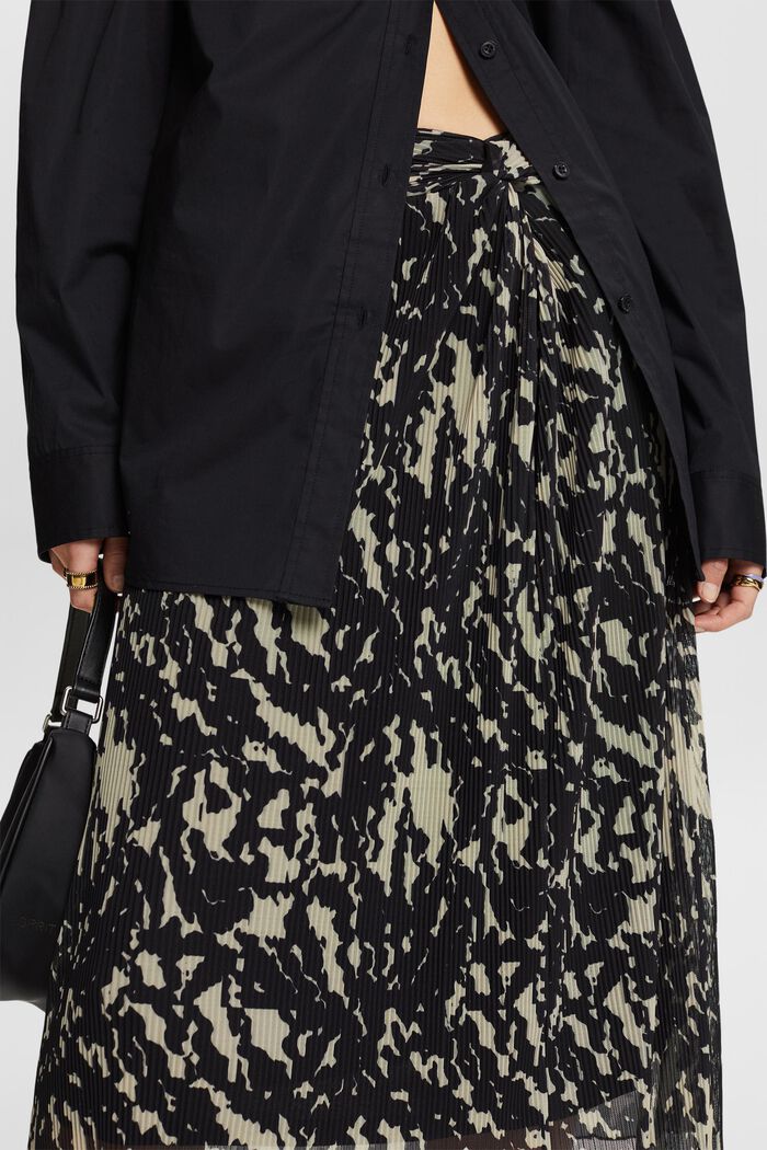 Falda midi de malla estampada, BLACK, detail image number 3