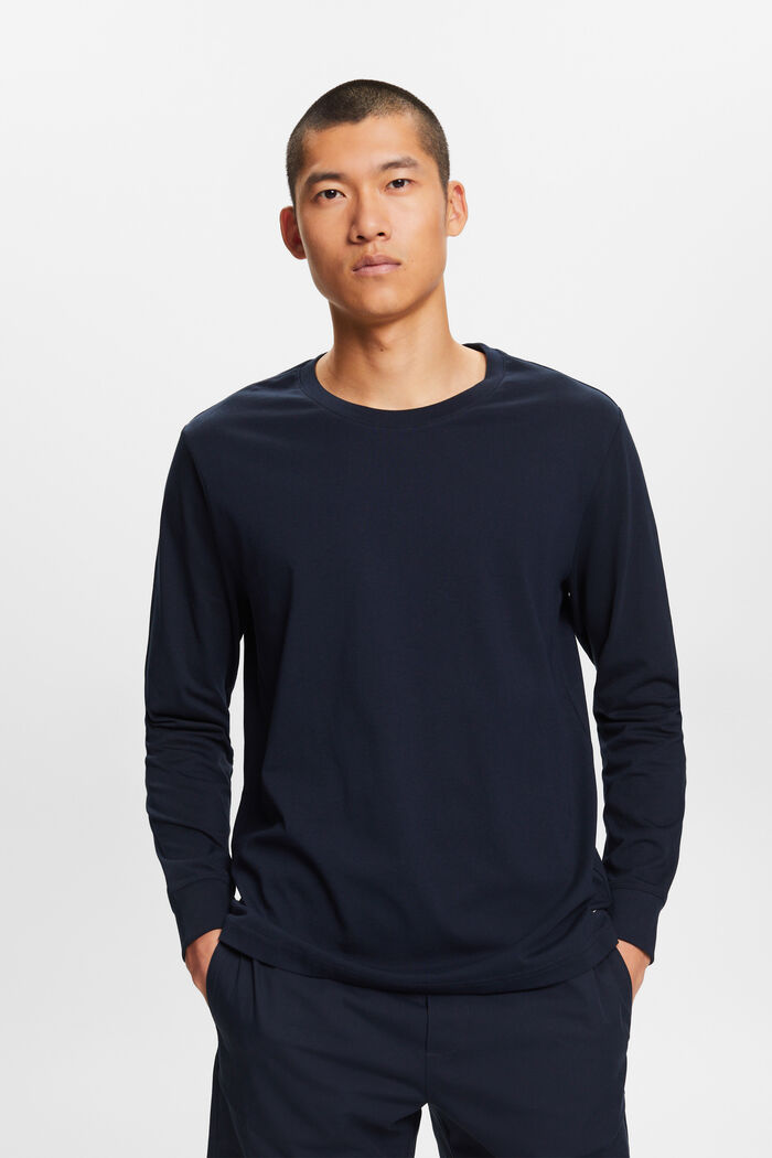 Camiseta de manga larga de tejido jersey, 100% algodón, NAVY, detail image number 0