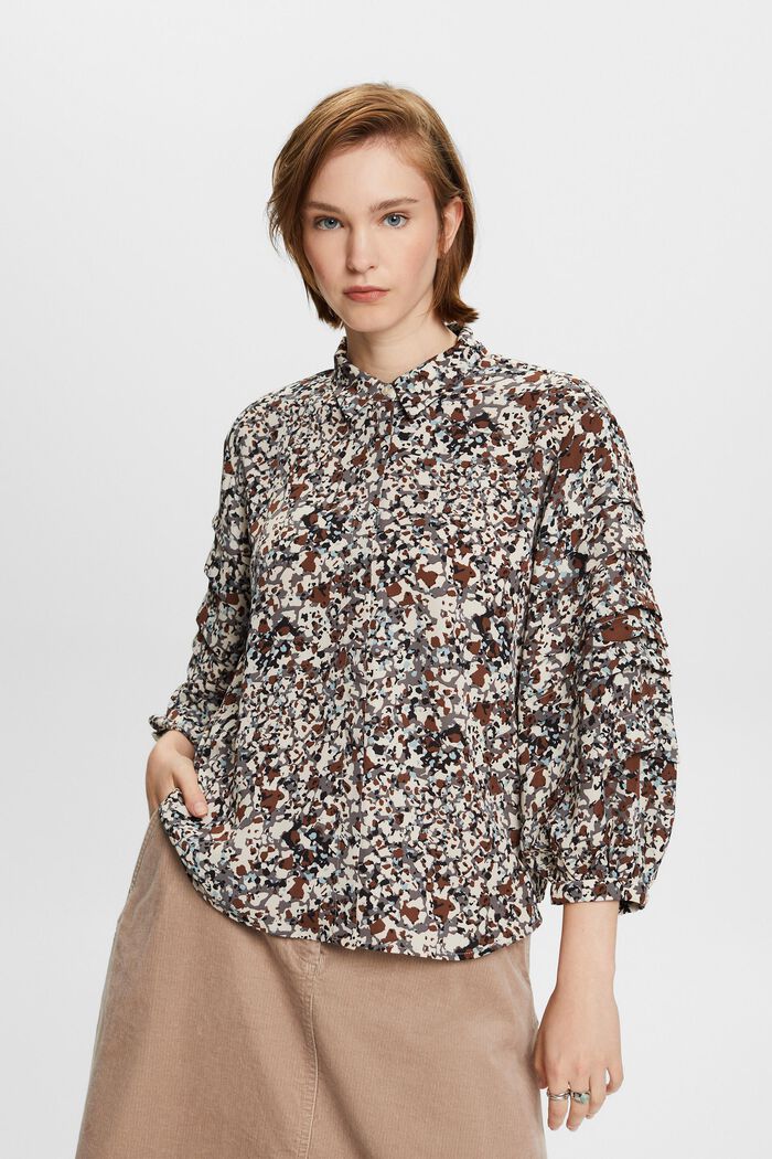 Reciclada: blusa estampada, BROWN, detail image number 0
