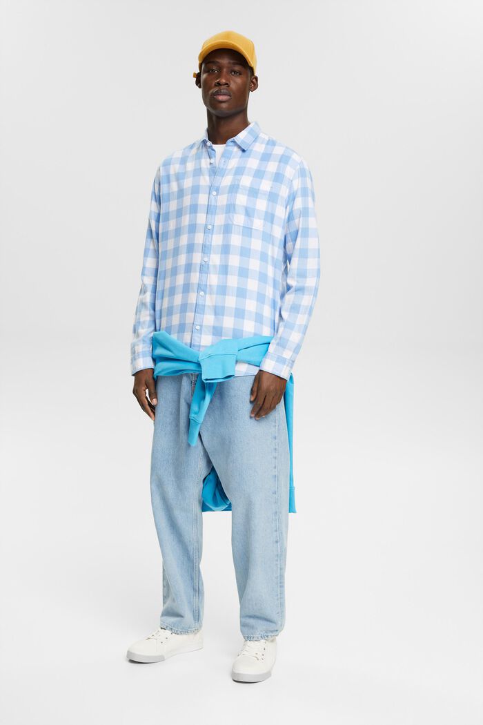 Camisa de franela en algodón sostenible con cuadros vichy, BRIGHT BLUE, detail image number 6