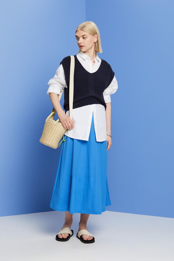 Falda midi con cintura elástica, BRIGHT BLUE, detail image number 1