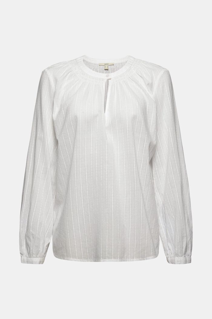 Blusa en 100 % algodón con textura, OFF WHITE, overview