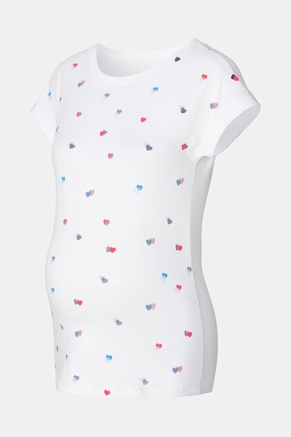Camiseta con estampado de corazón, BRIGHT WHITE, overview