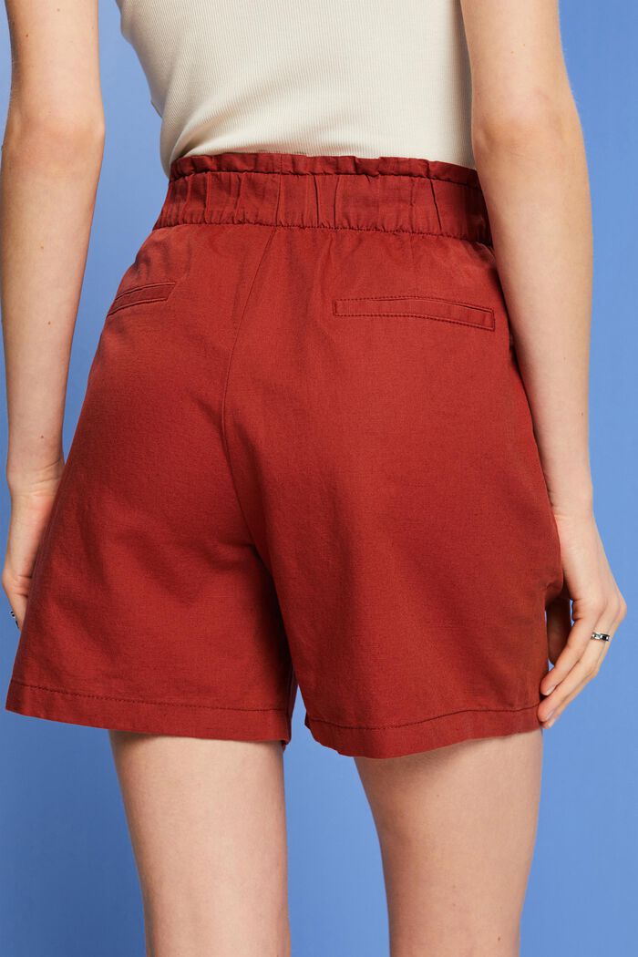 Pantalones cortos con lazada, mezcla de algodón y lino, TERRACOTTA, detail image number 4