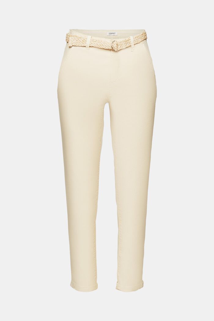 Pantalones chinos con cinturón, SAND, detail image number 7