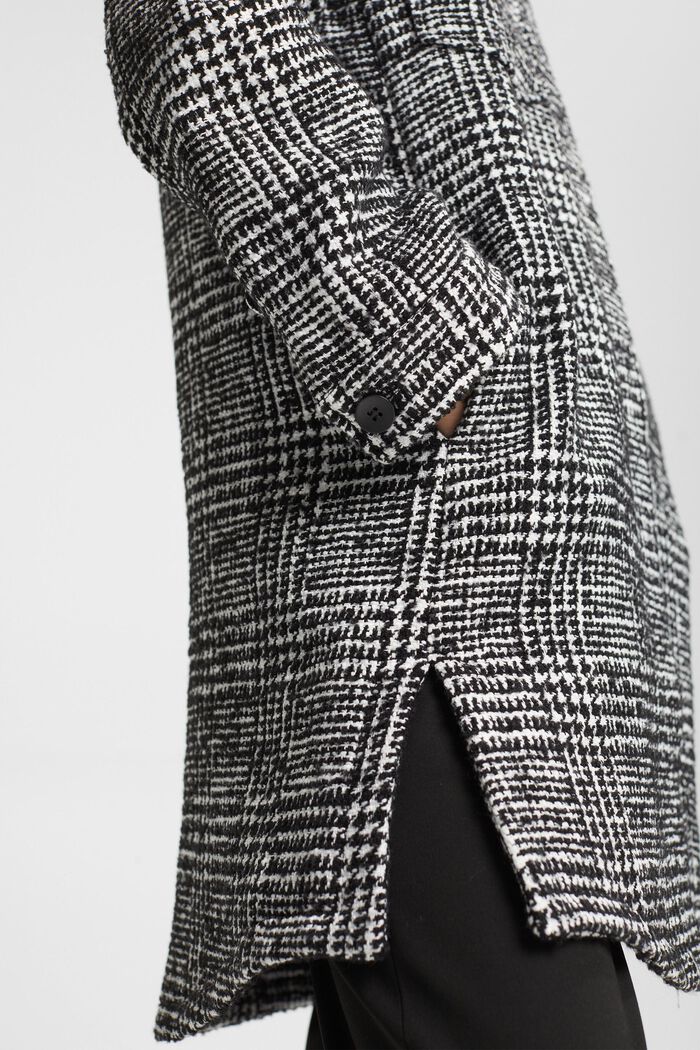 Chaqueta de abrigo de cuadros hecha de mezcla de lana, BLACK, detail image number 5