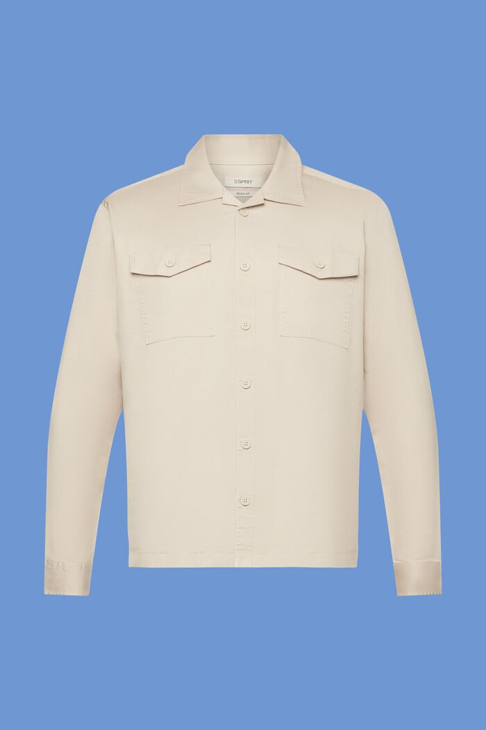 Camisa de algodón con dos bolsillos en el pecho, LIGHT TAUPE, detail image number 6