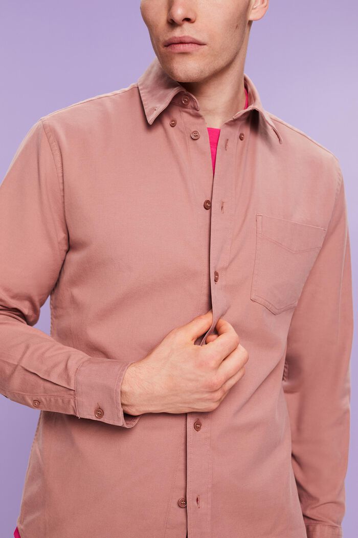 Camisa de sarga de corte normal, DARK OLD PINK, detail image number 3