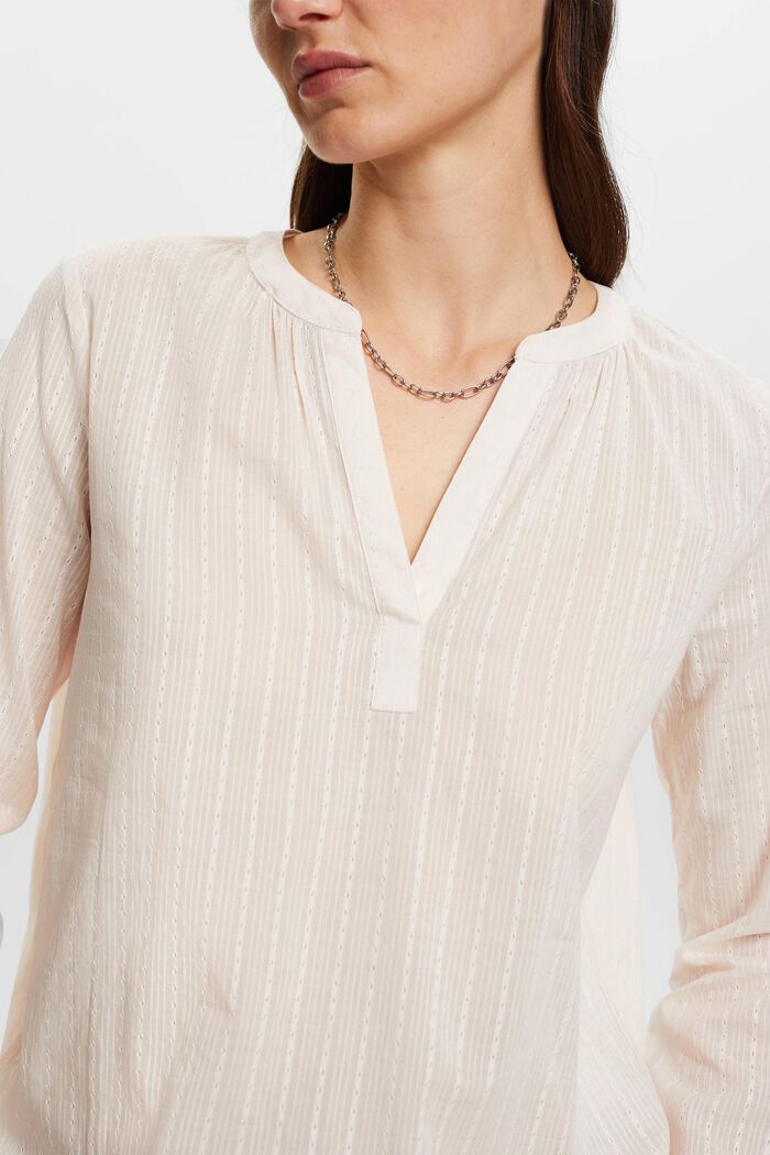 Blusa de algodón con cuello en pico, PASTEL PINK, detail image number 2