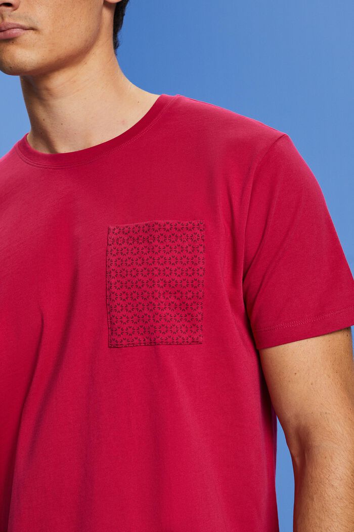 Camiseta de algodón sostenible con bolsillo en el pecho, DARK PINK, detail image number 2