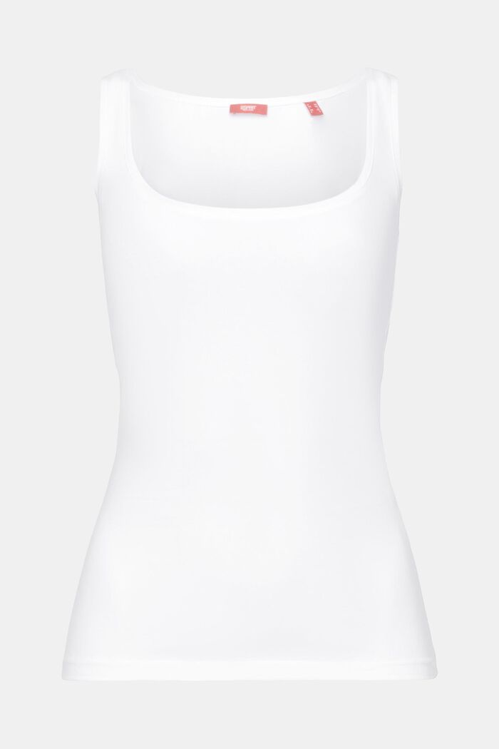 Camiseta de tirantes en tejido jersey de algodón, WHITE, detail image number 6