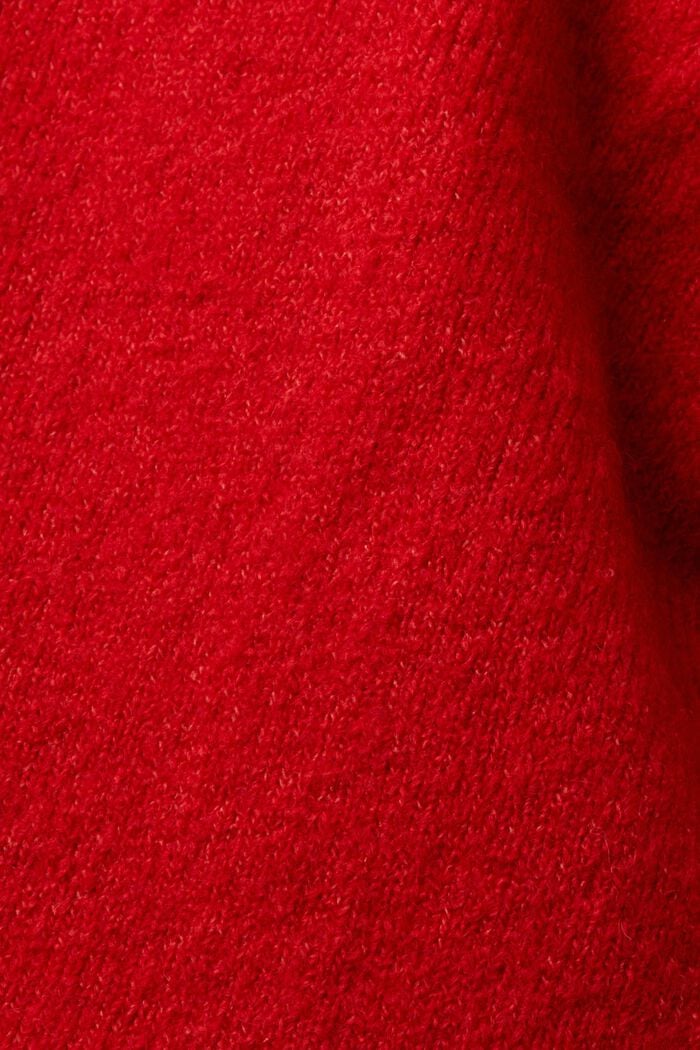 Jersey de cuello pico en mezcla de lana, DARK RED, detail image number 5