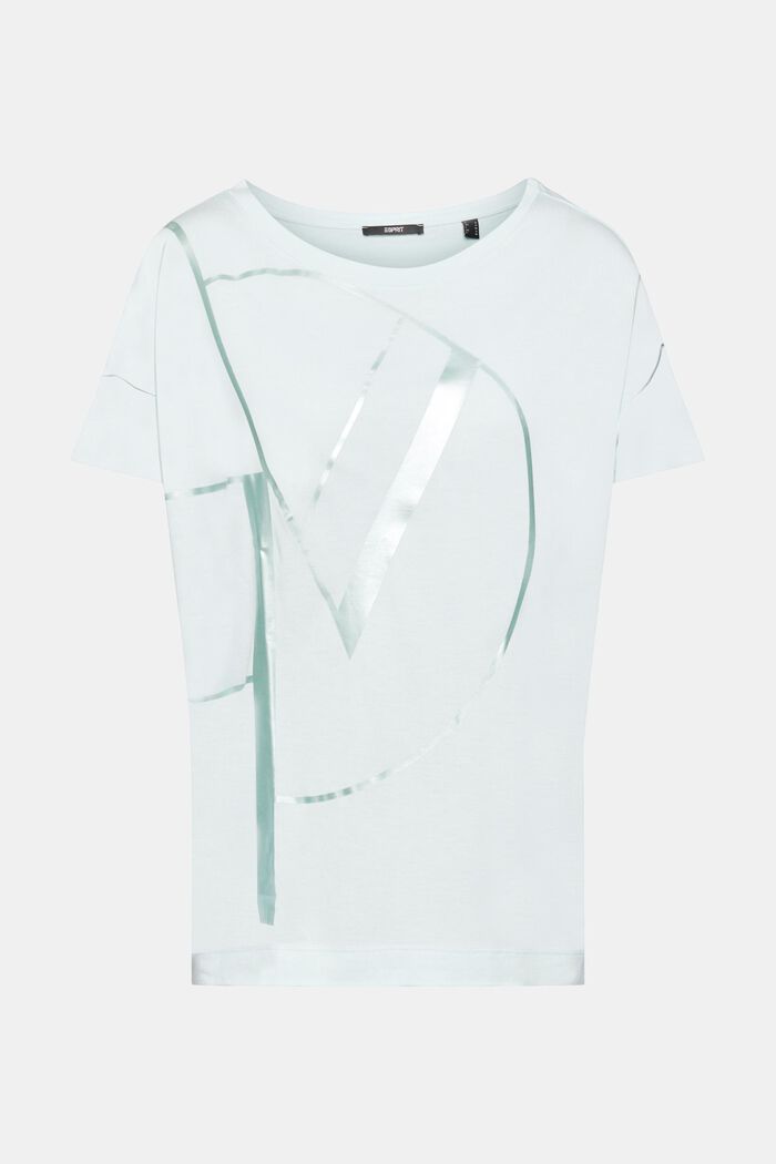 Camiseta con estampado metalizado, LENZING™ ECOVERO™, LIGHT AQUA GREEN, detail image number 6
