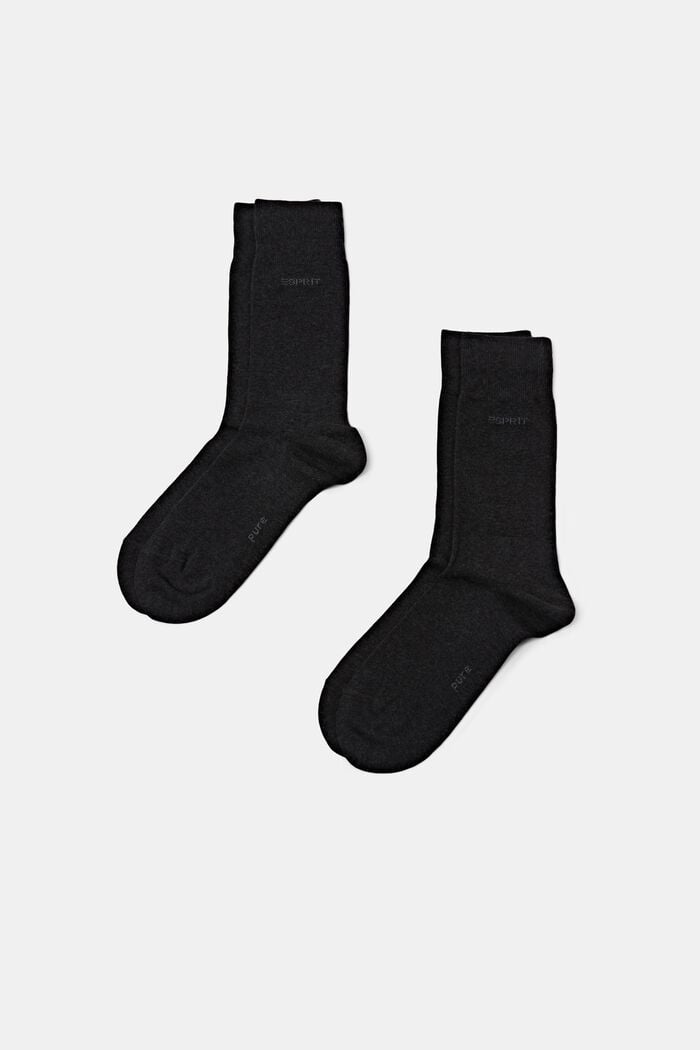 Pack de 2 pares de calcetines, algodón ecológico, ANTHRACITE MELANGE, detail image number 0