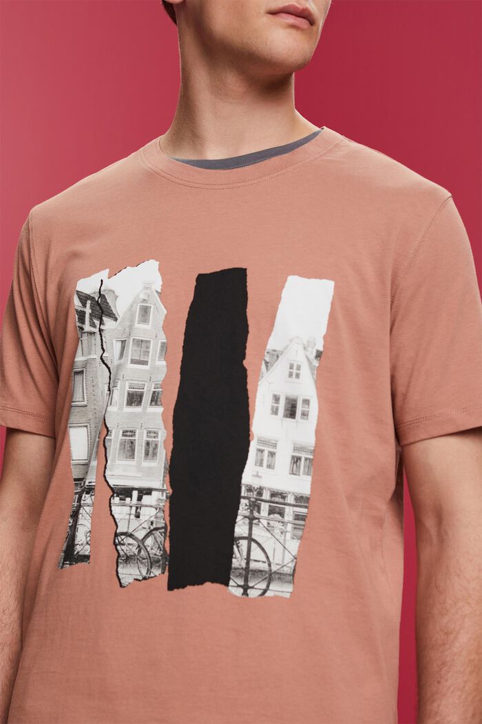 Camiseta de cuello redondo con estampado, 100% algodón, DARK OLD PINK, detail image number 2