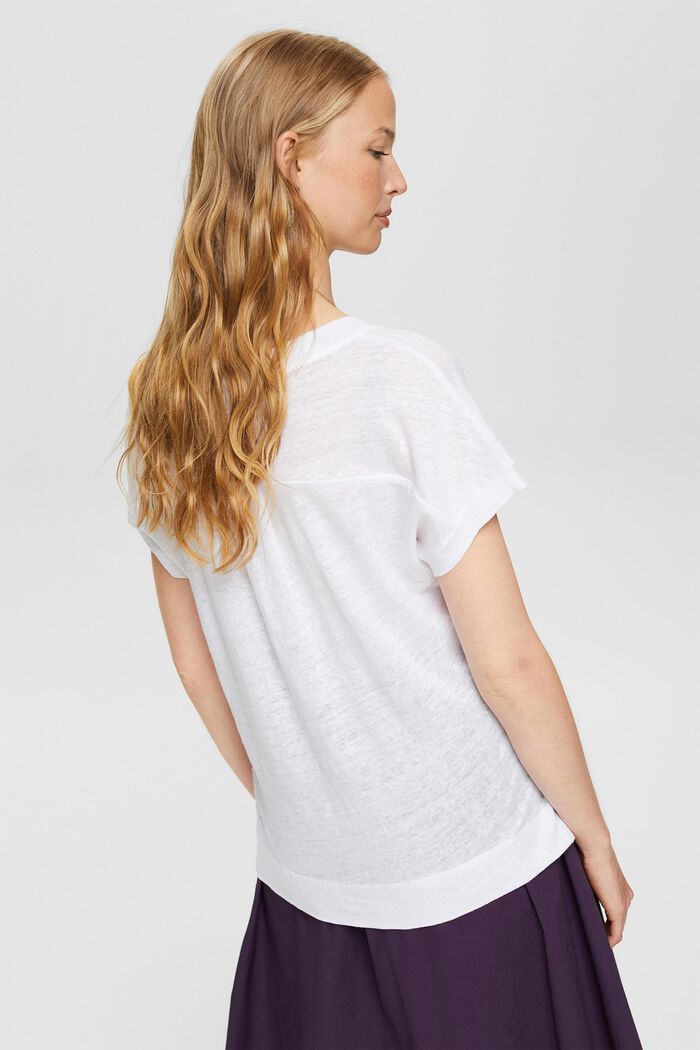 Camiseta de rayas batik, 100% lino, WHITE, detail image number 3