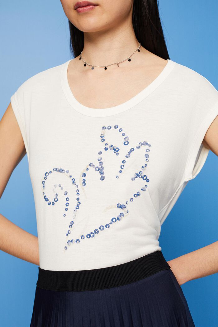 Camiseta con detalle de lentejuelas, LENZING™ ECOVERO™, ICE, detail image number 2