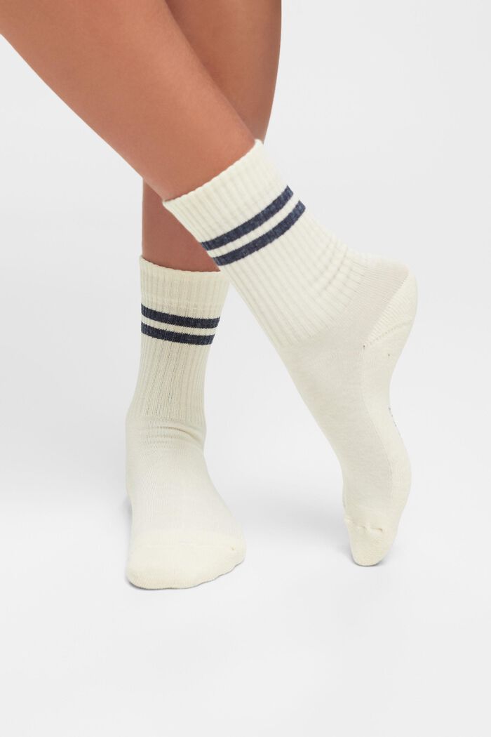 Pack de 2 pares de calcetines de tenis a rayas, NAVY/WHITE, detail image number 1