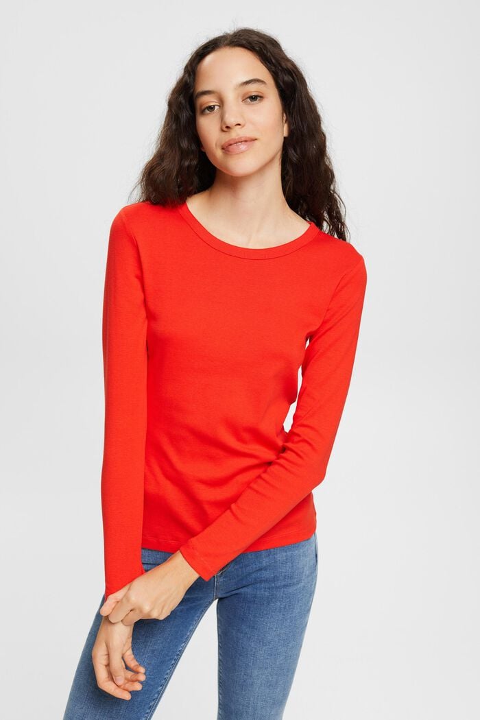 Camiseta de manga larga, RED, overview