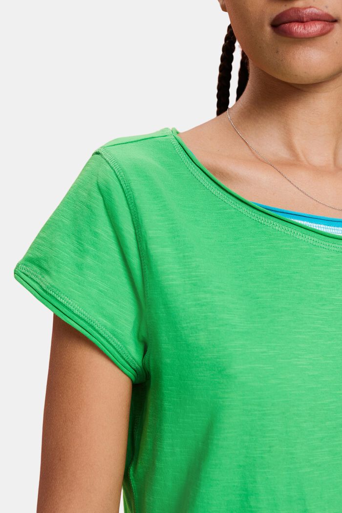 Camiseta flameada de algodón, GREEN, detail image number 3
