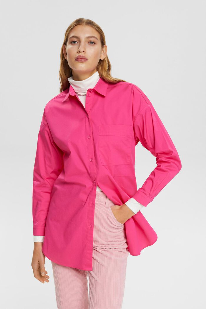 Blusa de algodón con bolsillo, PINK FUCHSIA, detail image number 0