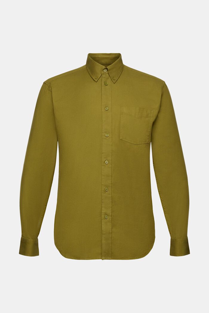 Camisa de sarga de corte normal, OLIVE, detail image number 6