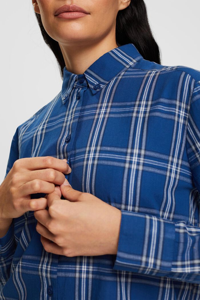 Blusa camisera de cuadros con cuello abotonado, BLUE, detail image number 3