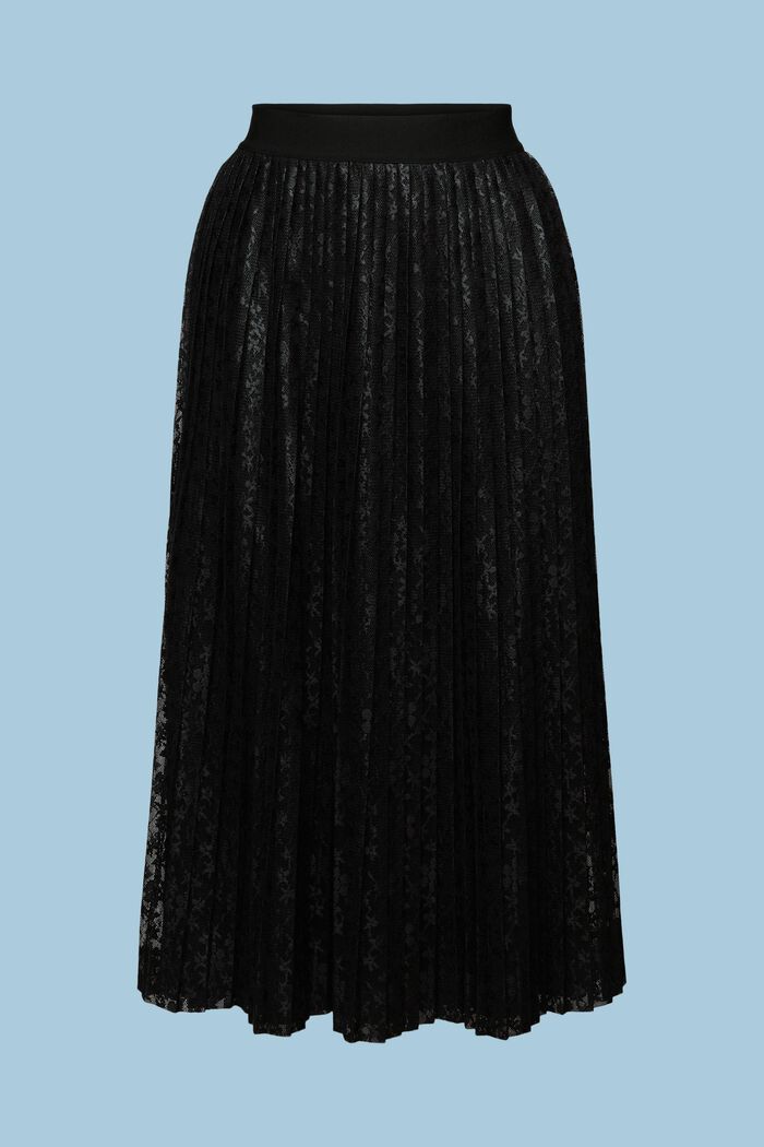 Falda midi plisada de encaje, BLACK, detail image number 5