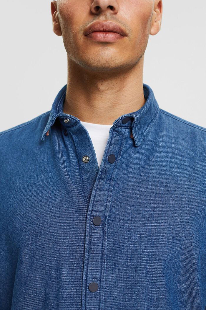 Camisa vaquera en 100 % algodón, BLUE MEDIUM WASHED, detail image number 2