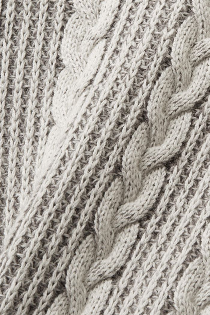 Jersey de punto trenzado con cuello redondo, BROWN GREY, detail image number 6