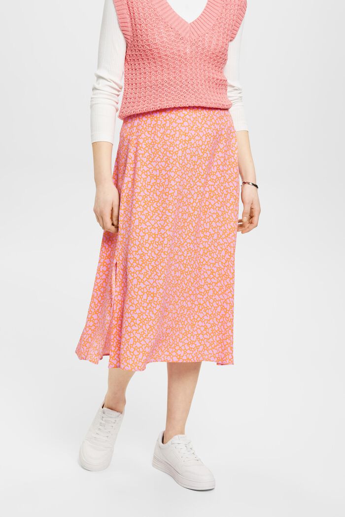Falda midi con diseño floral allover, LILAC, detail image number 0