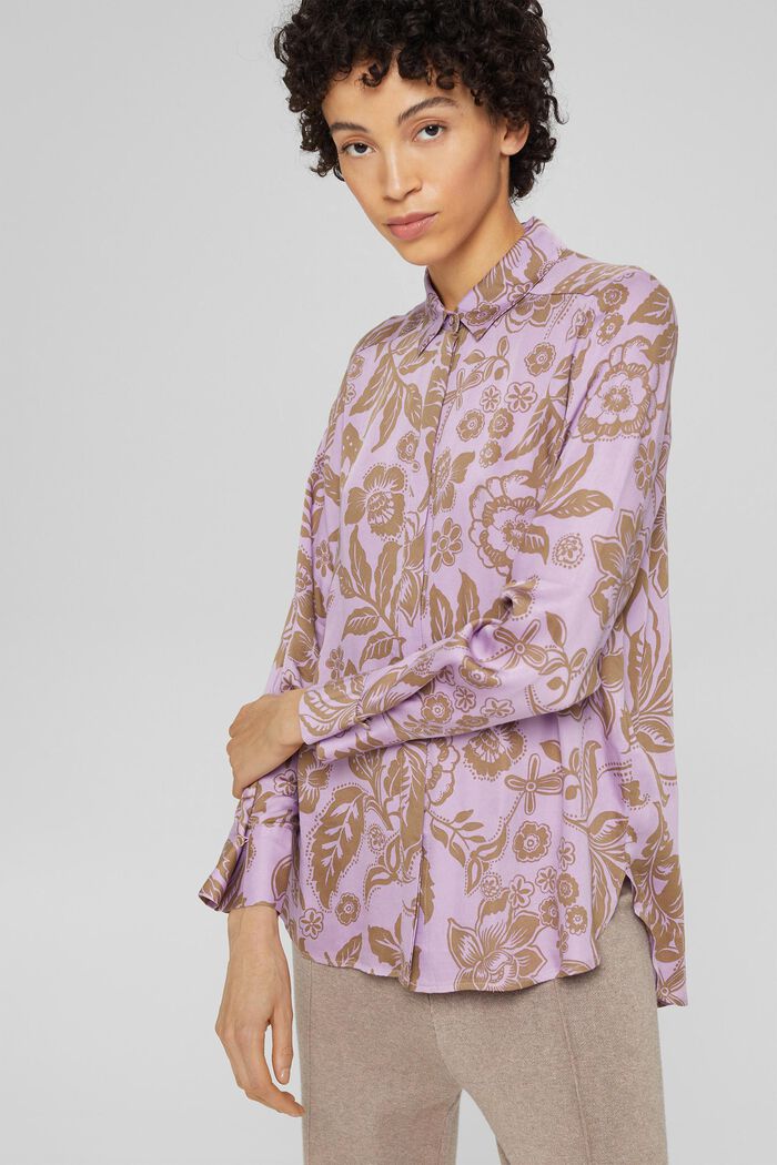 Blusa con estampado floral, LENZING™ ECOVERO™, LILAC, detail image number 0