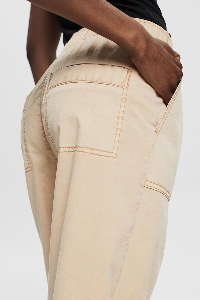 Pantalón culotte con cintura elástica, BEIGE, detail image number 5