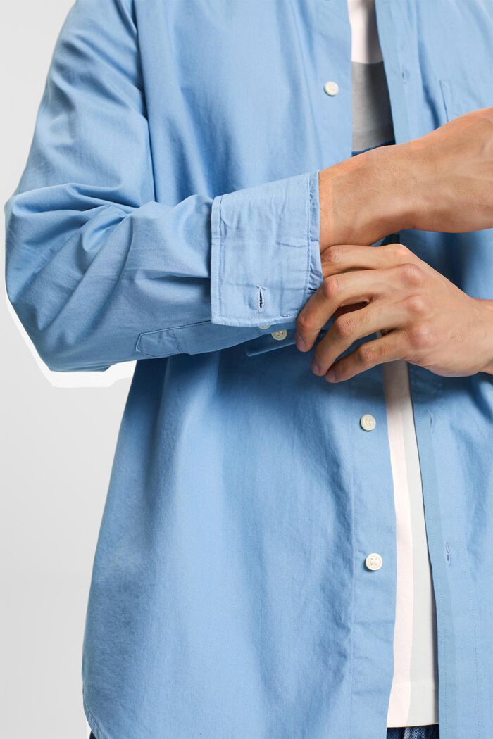 Camisa de cuello abotonado de popelina, 100 % algodón, LIGHT BLUE, detail image number 4
