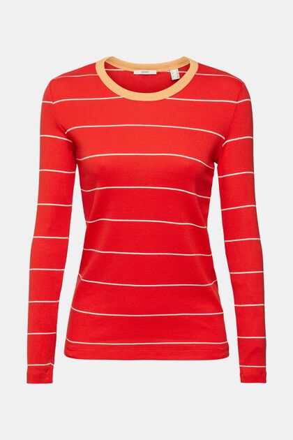 Camiseta de manga larga con diseño de rayas, algodón ecológico, RED, overview