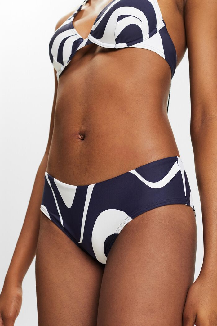 Braguita de bikini de tiro bajo con estampado, NAVY, detail image number 1