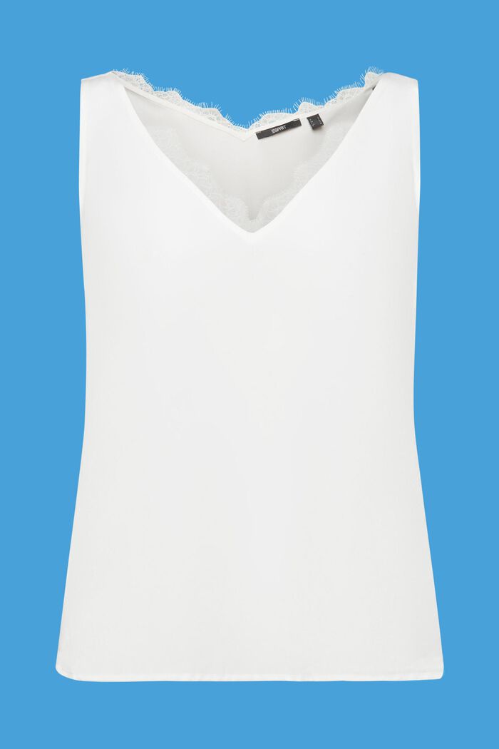 Blusa sin mangas con detalles de encaje, WHITE, detail image number 7