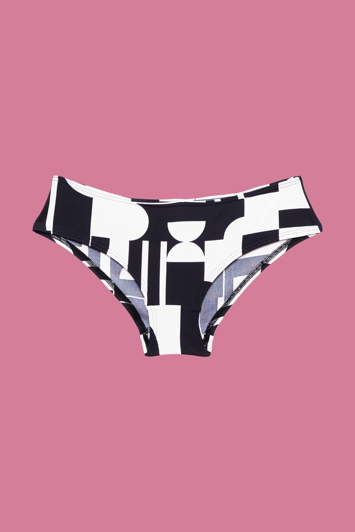 Braguitas de bikini estilo tiro bajo con estampado retro, BLACK, detail image number 4