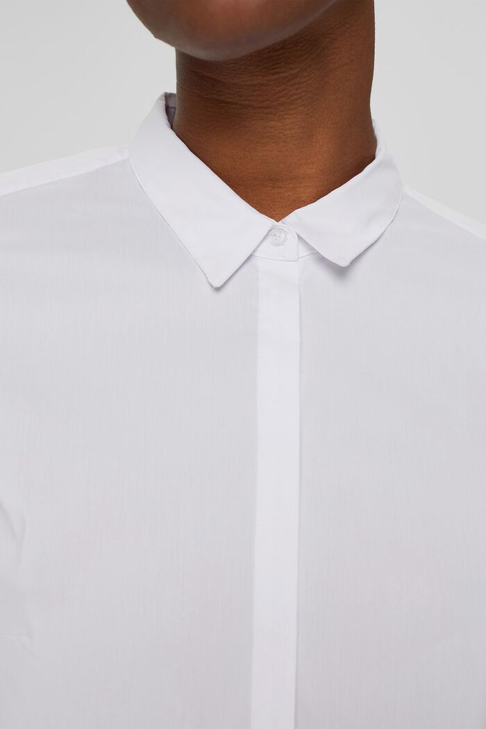 Blusa camisera elástica y entallada, WHITE, detail image number 2